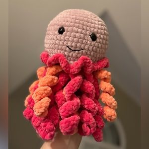 Pink and orange handmade octopus plushie stuffed animal amigurumi